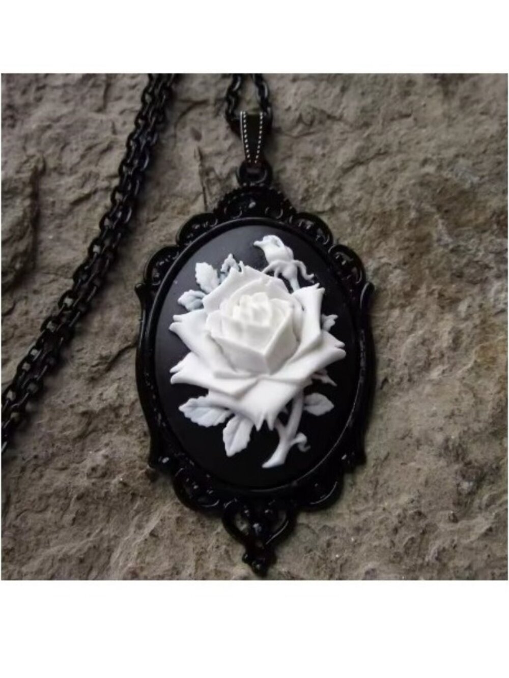 Victorian White Rose Cameo